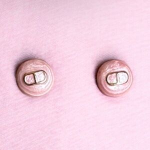Adorable Pink Button Logo Earrings